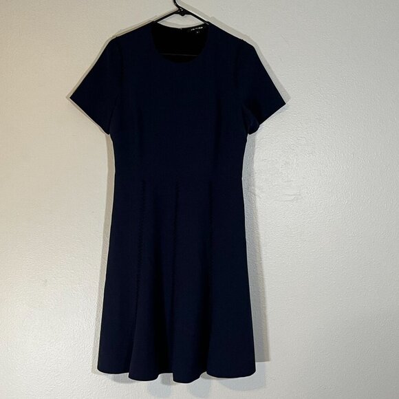 Kobi Halperin Cheyenne Jewel Neck A-Line Short‎ Sleeve Dress Navy Blue Medium - Picture 2 of 10